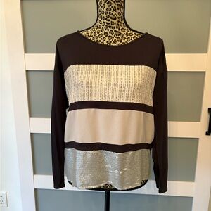 Zara Black, Silver, Gray Top
